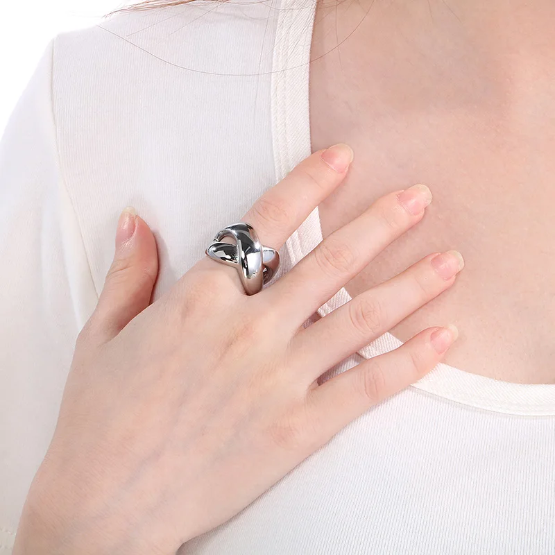 Простые модные новые массивные кольца X-образной формы для женщин блестящие