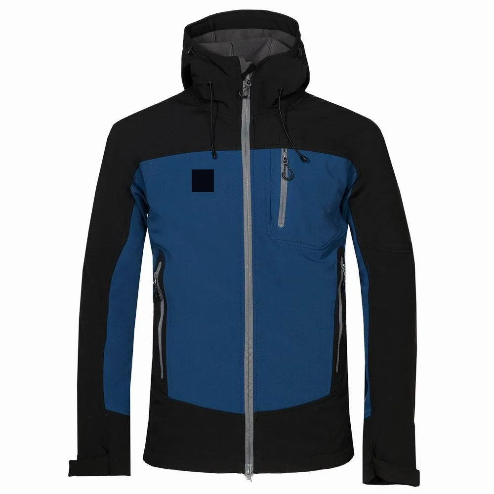 

Classic Compass Embroidered Multi-pocket Zipper Autumn Winter Hooded Softshell Jacket Coat Waterproof Warm Fleece Men Women Coat