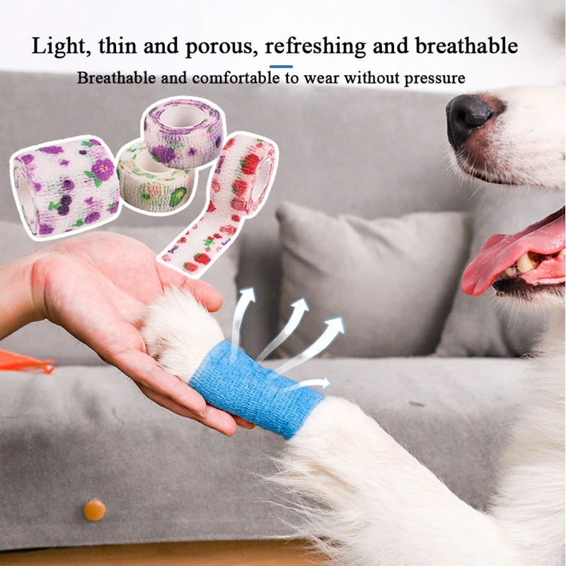 

1 Pcs Pet Colorful Printed Medical Self Adhesive Elastic Bandage 450cm Sports Wrap Tape For Finger Knee First Aid Kit Pet Tape