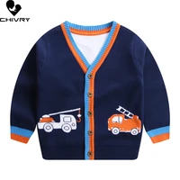 autumn winter kids cardigan sweater baby boys cartoon jacquard thick v neck button knit sweaters tops children clothing jackets