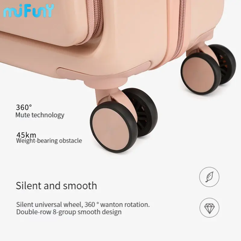 MiFuny Rolling Luggage Carry on Luggage with Wheels Front Open Boarding Suitcase Side Open Pull Rod Case Business Travel Trolley