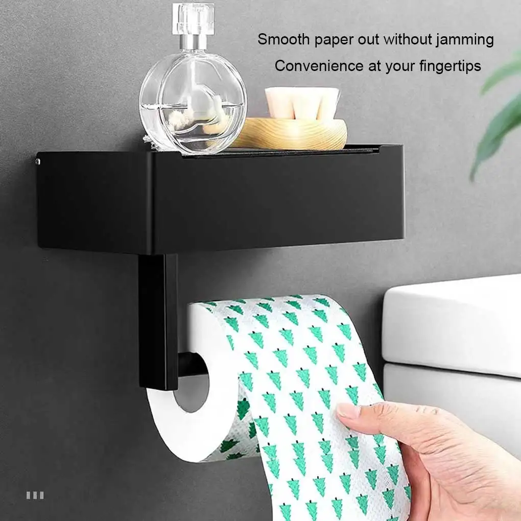 

Wall Mounted Punch-free Roll Tissues Holder Waterproof Toilet Paper Napkin Shelf Heavy Duty Stainless Steel Storage Rack