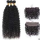 Прозрачная Кружевная передняя часть с пряди BAHW 13x4, перуанские волнистые пучки с фронтальной Реми, пряди человеческих волос с застежкой