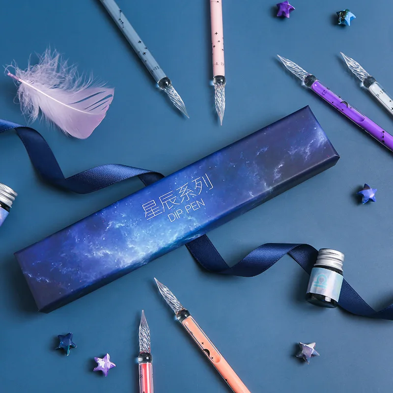 

Creative Macaron 12 constellation glass dip pen single gift box packaging small fresh girl diary hand account Constellation Pen