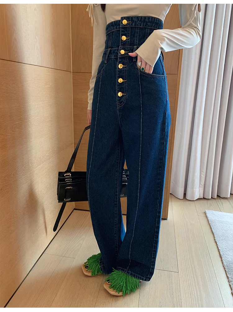 

Jeans For Women Loose Straight Boyfriend Spring Autumn High Waist Casual Female Denim Pants Trousers 2022 New Streetwear WJ370