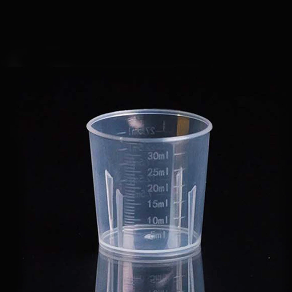 

100 Pieces Measuring Cups 30ml DIY Plastic Cups with Scales Baking Transparent Mixing Washable Measurement Container