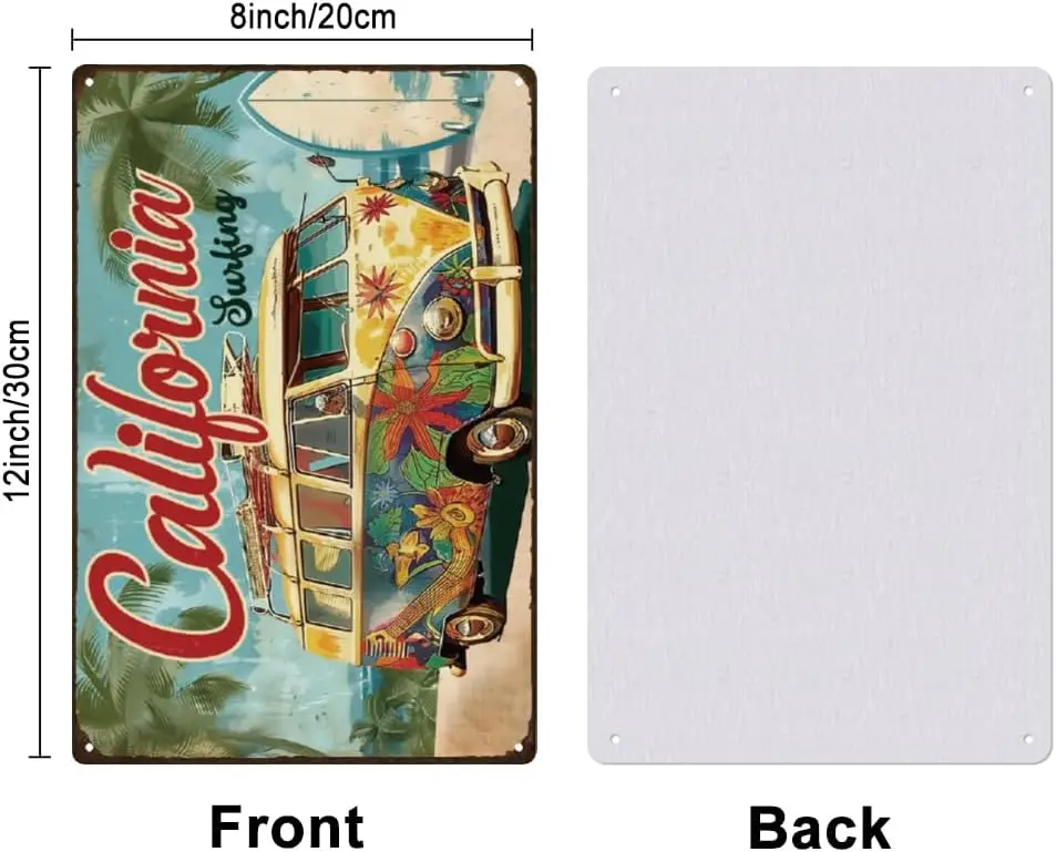 SUPNT Bus Tn Sgns Hngng Metl Плакаты Vntge Clforn Posters ron Wll rt Home Decorton для Brs Cfe Pubs