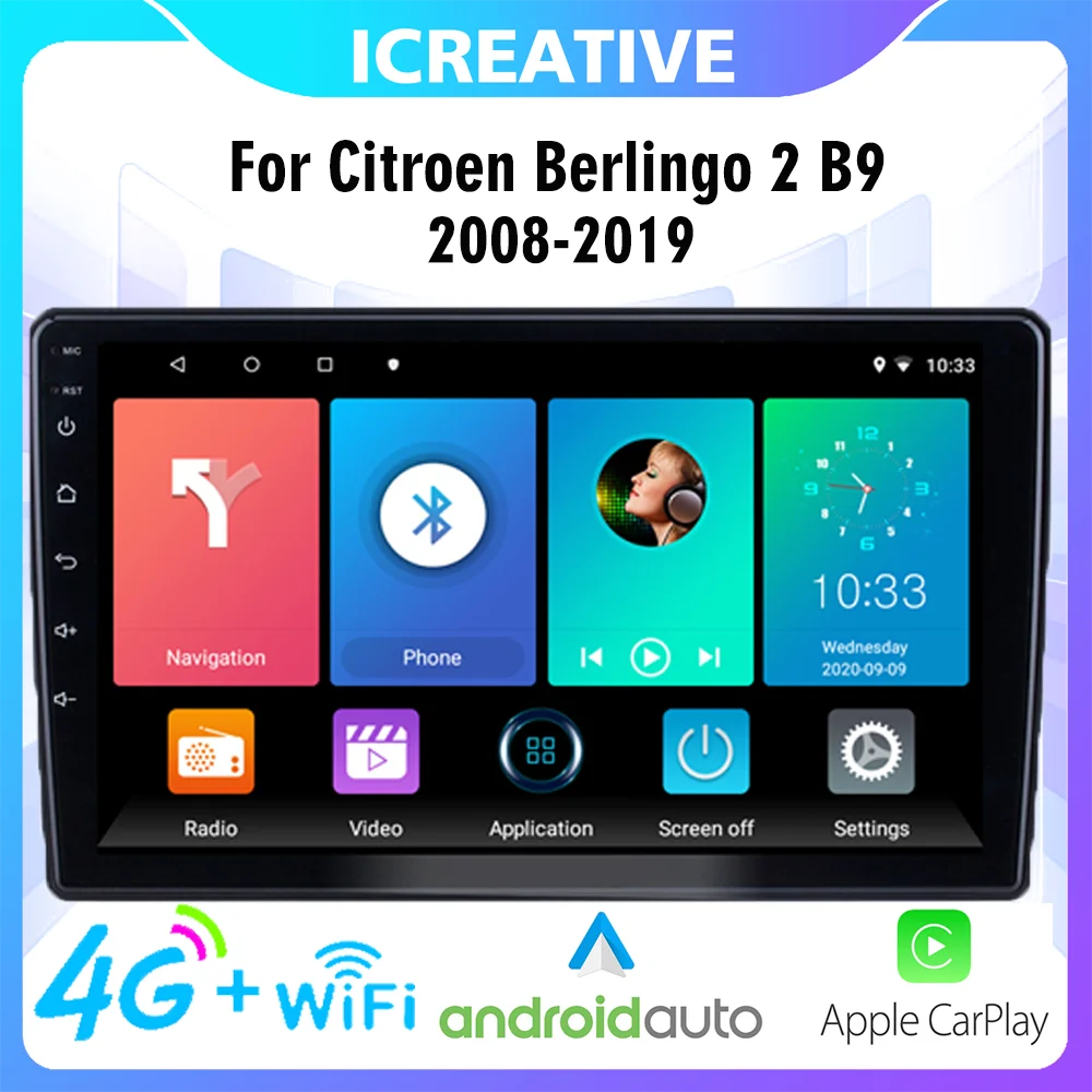 

2 Din 4G Carplay Android Car Radio For Citroen Berlingo 2 B9 2008-2018 WIFI GPS Navigation Car Multimedia Player Head Unit