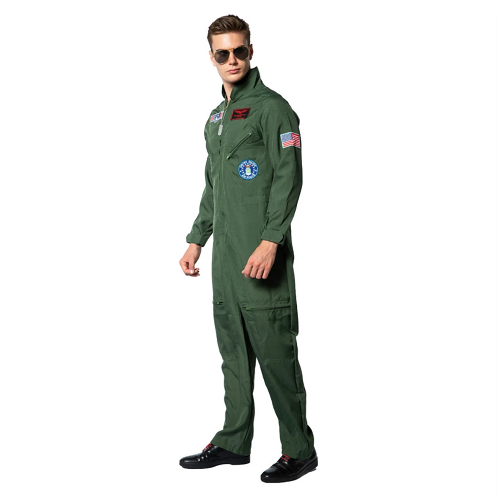 

Movie Military Style Aviation Top Gun: Maverick Jumpsuit Uniform Cosplay Costume Men Embroidery Outfit Halloween Party Suit