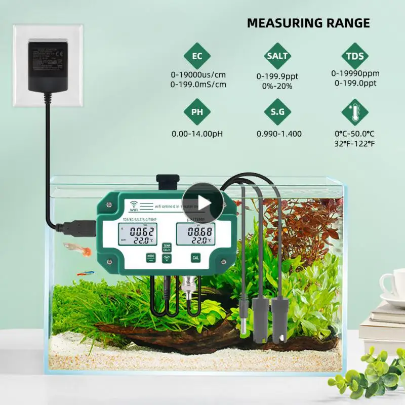 

Eu Us Uk Ph Tds Ec Sg Salt Temp Monitor 6 In 1 Smart Water Quality Detector Meter Tuya App Control Water Quality Tester New