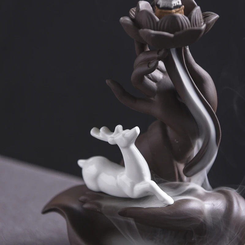 Конусы для благовоний Будда Рука Водопад Обратный поток Lucky Deer Украшение Микро