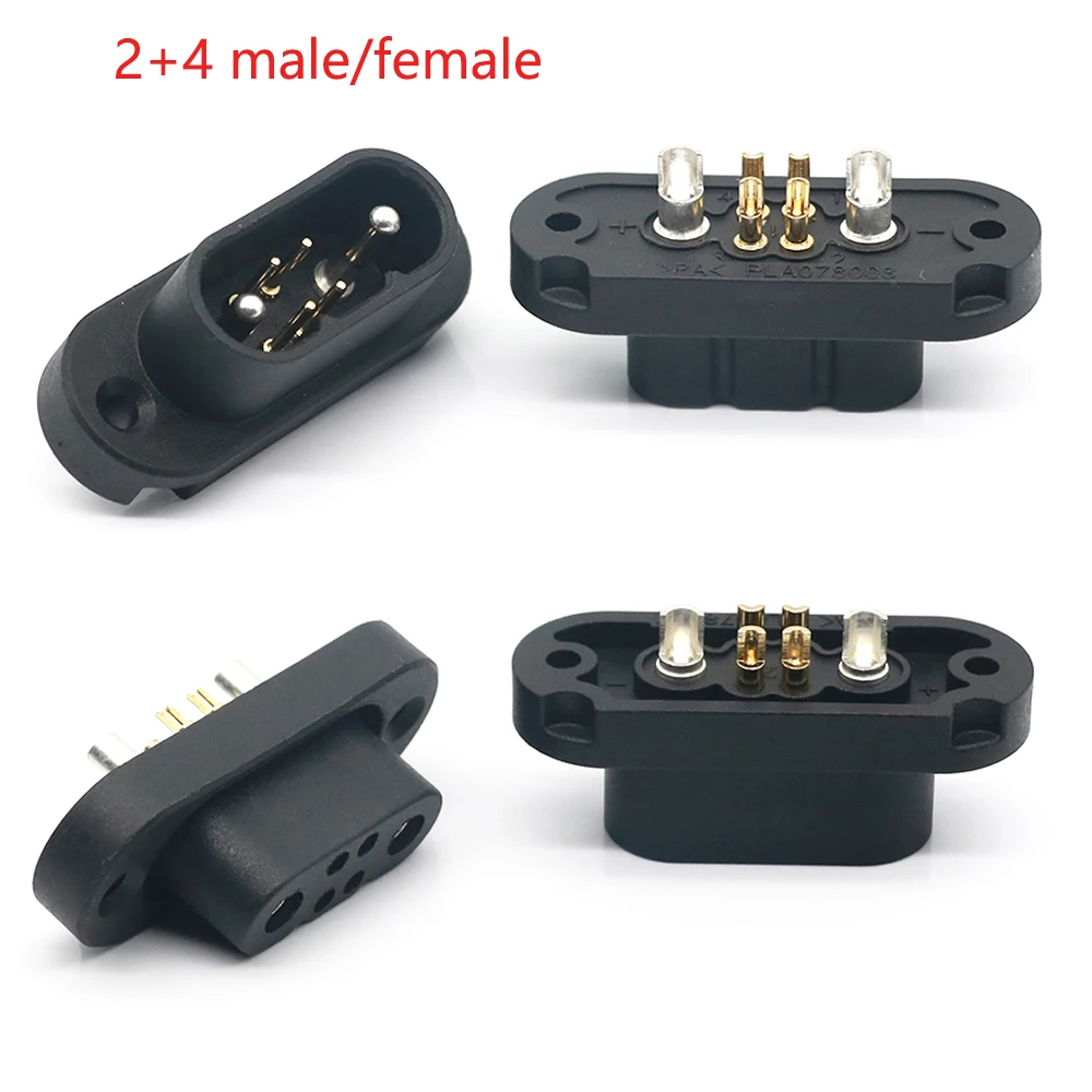 2 + 4 медных сердечника зарядный порт с круглым отверстием штекер/гнездо разъем для литиевого электрического скейтборда электрического велосипеда электрический разъем питания