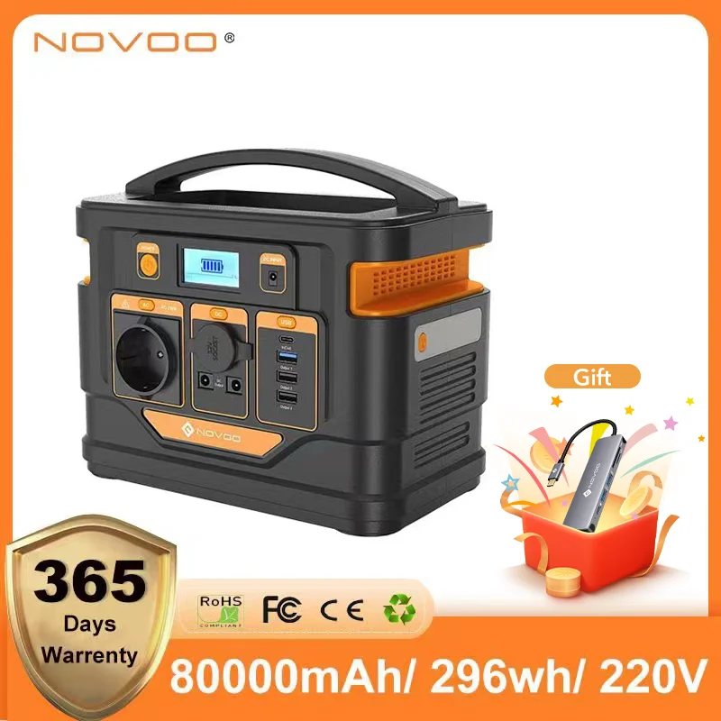 NOVOO 80000mAh 296Wh генератор 230V кемпинг Power Bank Портативный Station аварийное зарядное