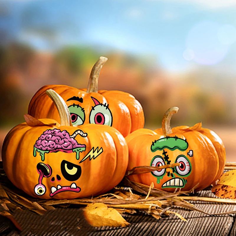 

Halloween DIY Stickers Wholesale Party Decoration Supplies Jack-o-lantern Ghost Face Stickers Self-Adhesive