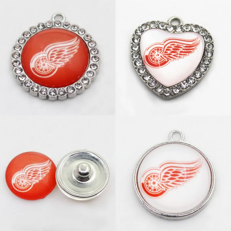 

US Ice Hockey Team Detroit Charms Red Wing Dangle Charms DIY Necklace Earrings Bracelet Bangles Buttons Sports Jewelry