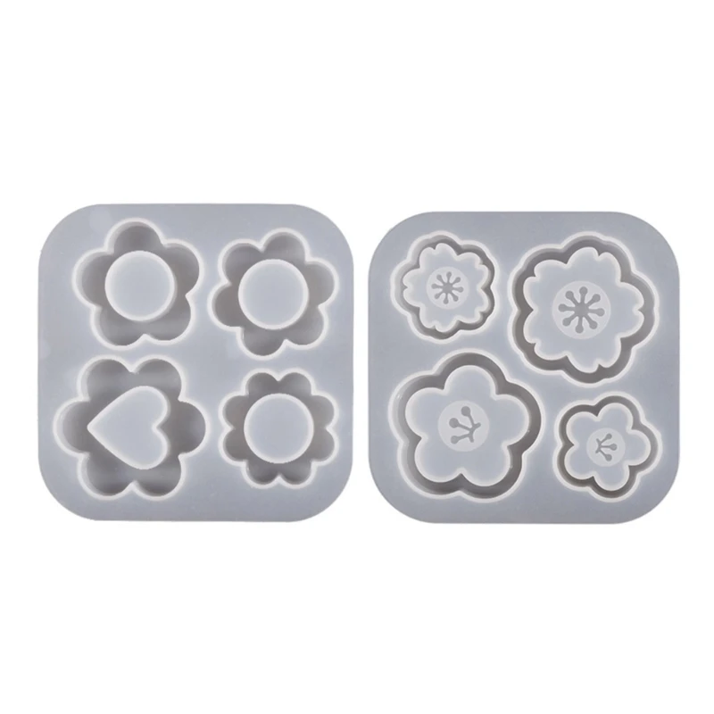 

517F Flower Ornament Silicone Epoxy Resin Mold DIY Keychain Pendant for Bag Decor