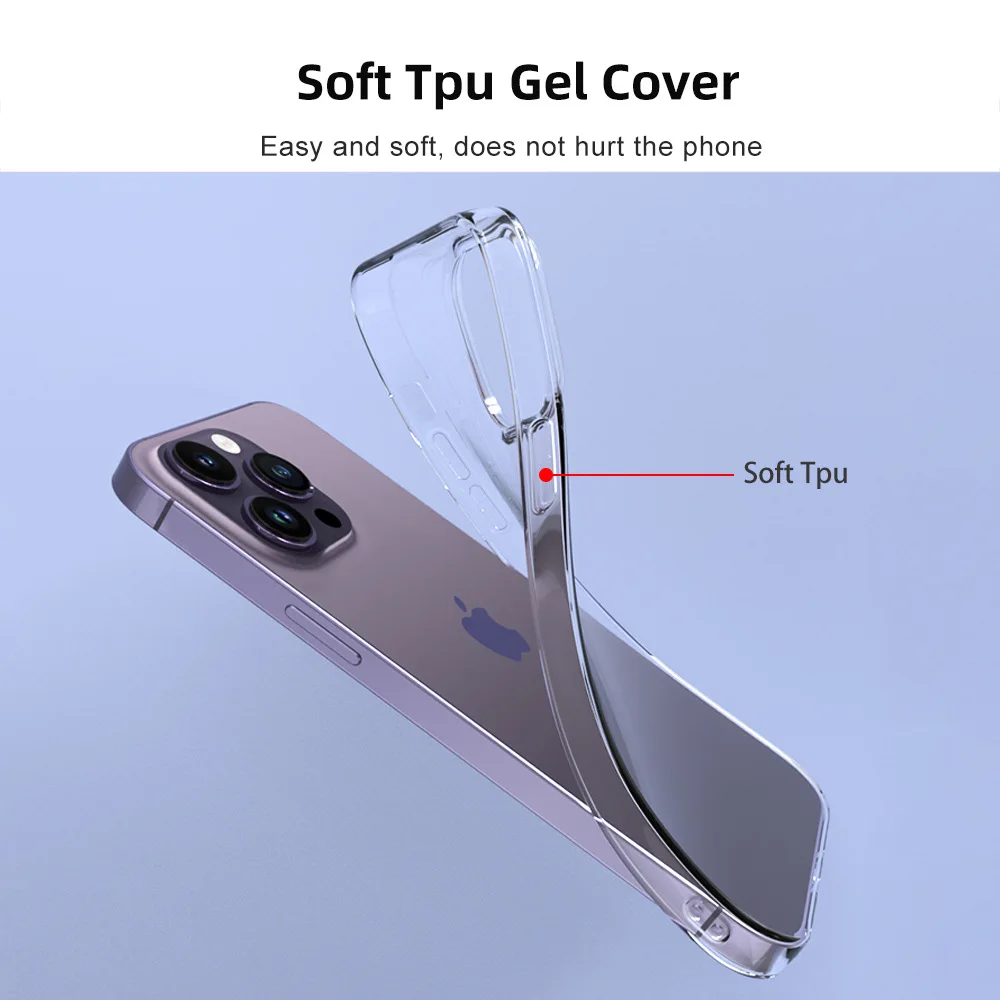 Silicone Soft TPU Phone Case for iPhone 14 13 12 11 Pro Max XR X XS Max 7 8 Plus Back Cover Case for iPhone 14 13 12 11 Pro Max