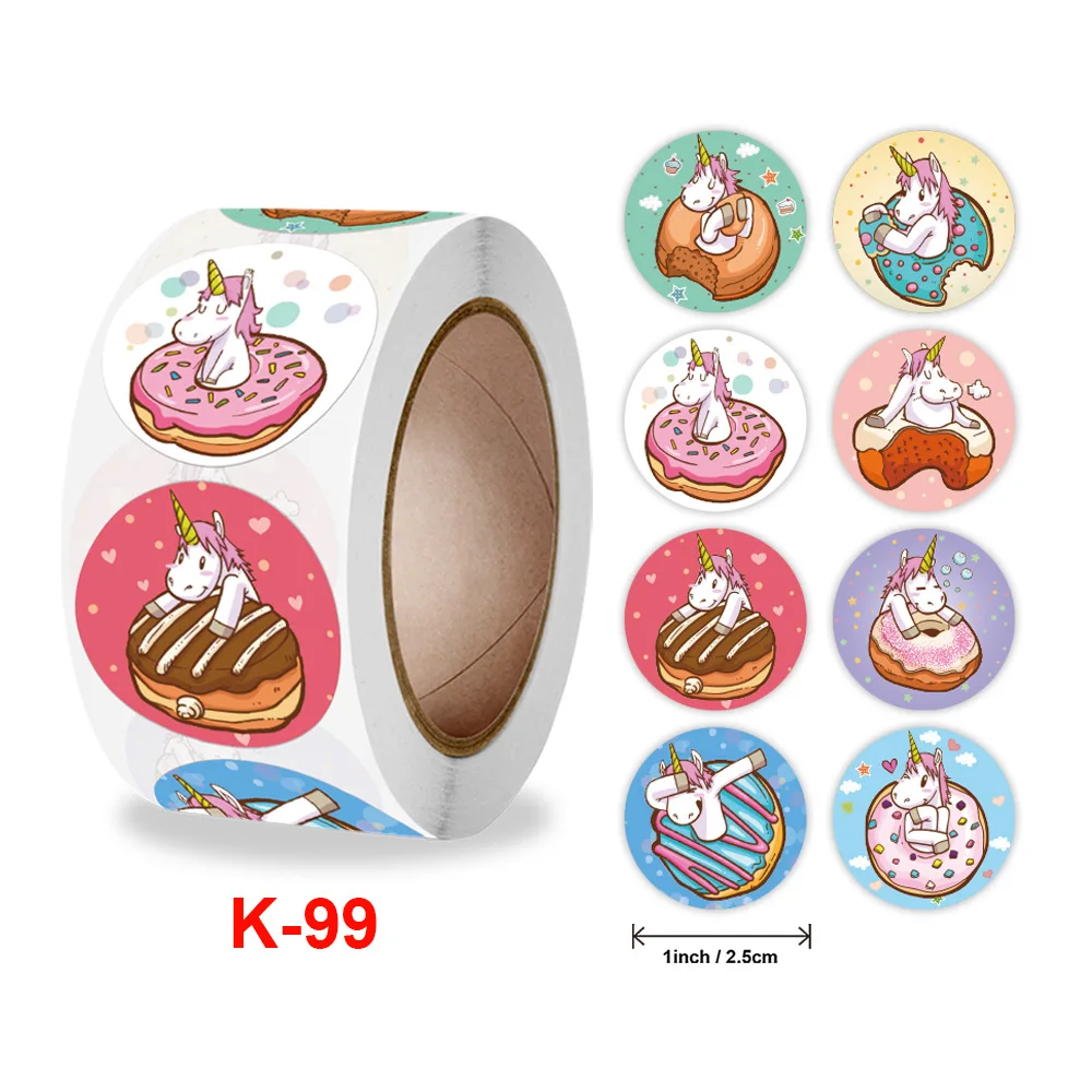 

500pcs/ roll 1inch Round Cartoon Toys Animal stickers for kids Teacher Reward Encourage Sticker Office Stationery for children