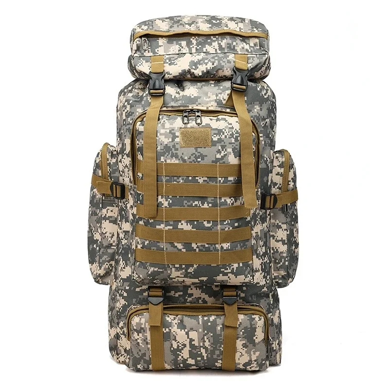 

80L Waterproof Molle Camo Tactical Backpack Military Army Hiking Camping Backpack Travel Rucksack Outdoor Sports Climbing Bag