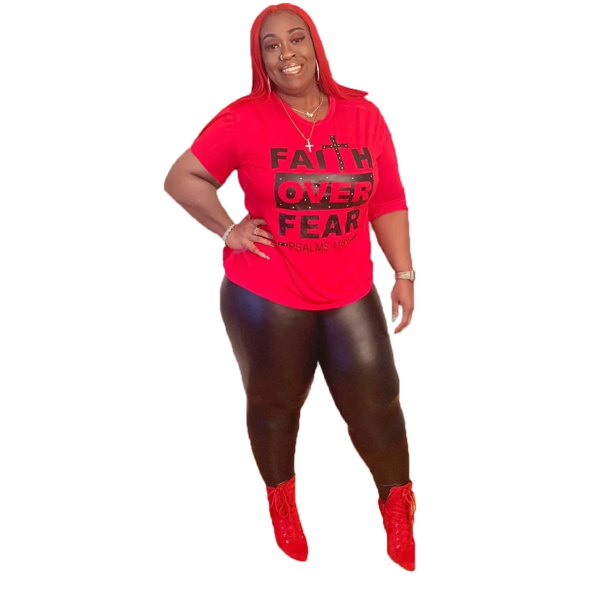 Plus Size Two Piece Sets Summer Short Sleeve Shirt and PU Leather Pants Wholesale Sexy Outfits Female Fashion Print Clothing