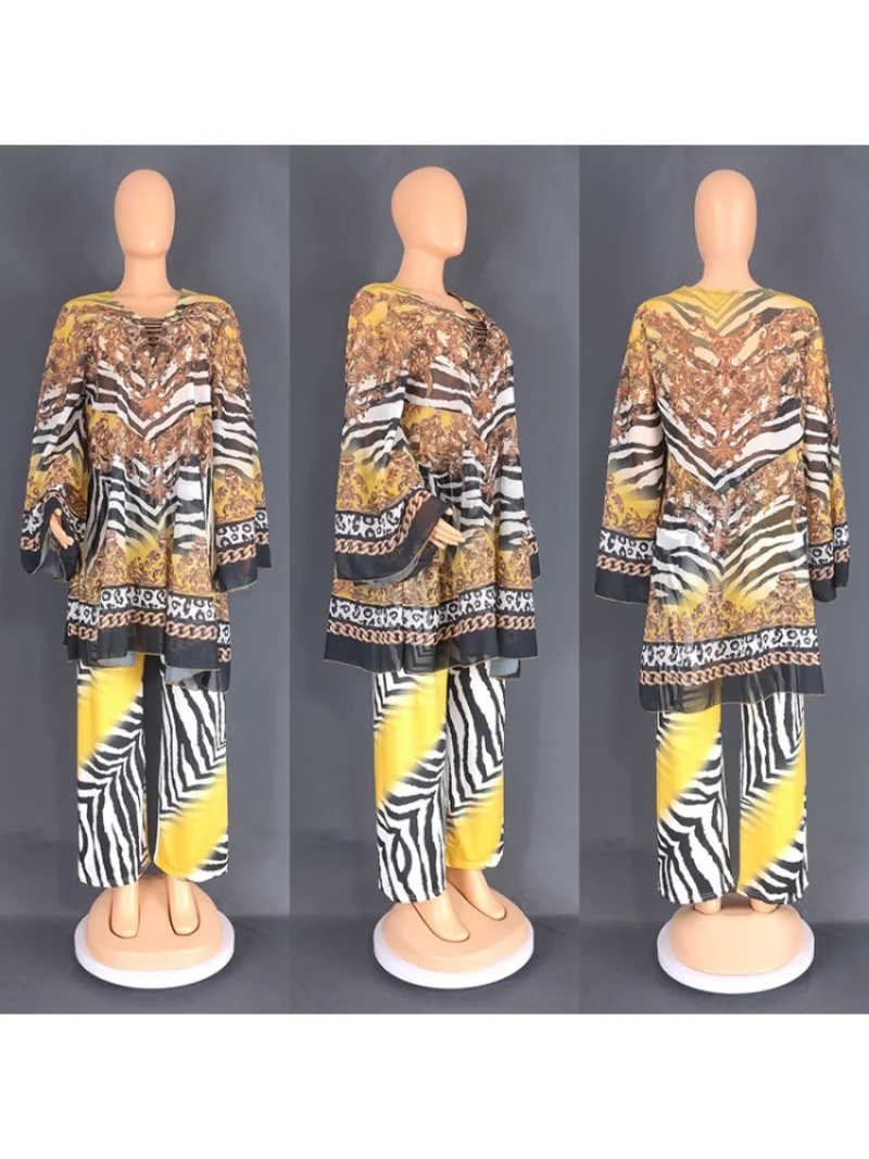 2 Piece Women Set Summer Autumn Long Sleeve Shirt Blouse Top And Pants Suits Outfits Fashion Office Lady Matching Sets Outfit