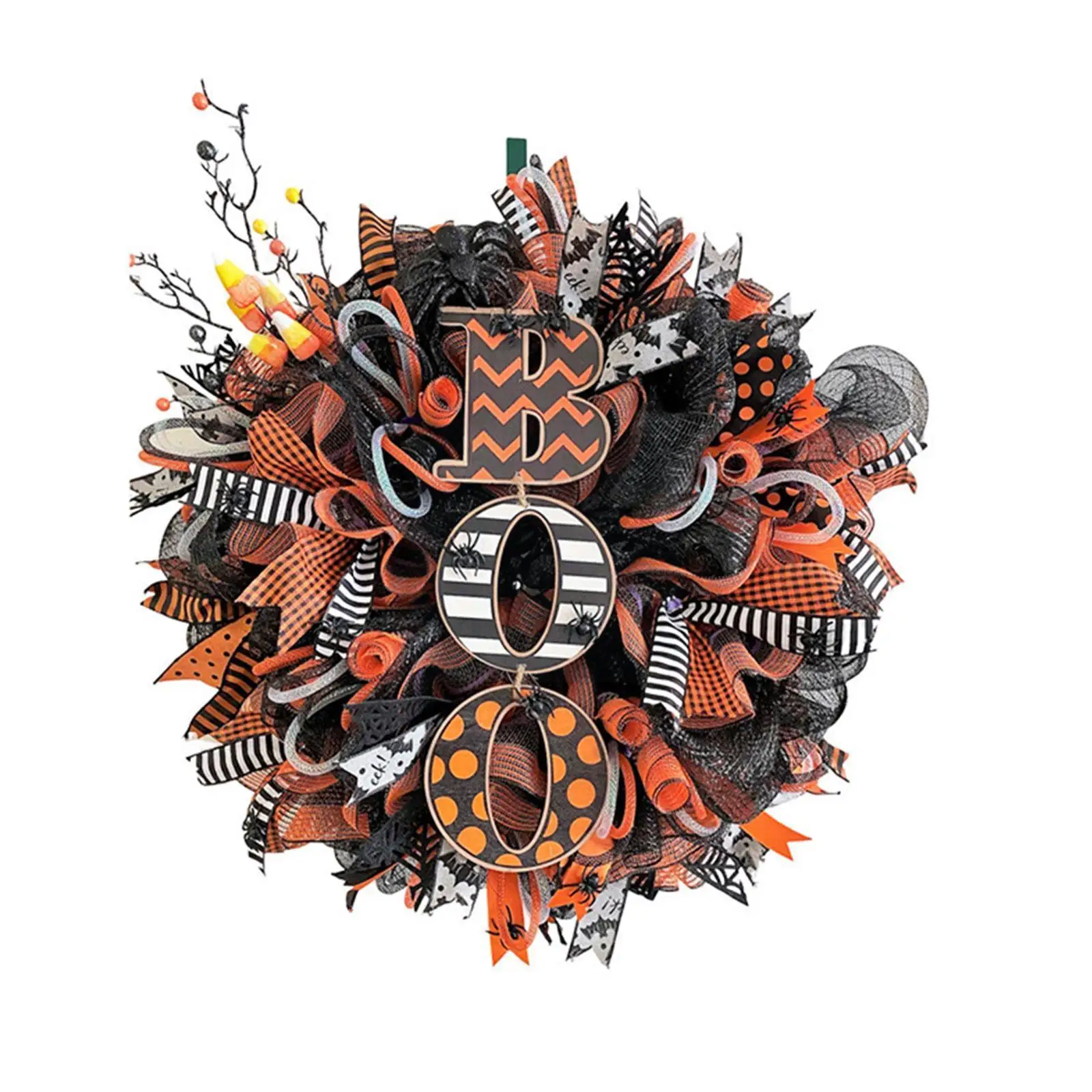 

Венок на дверь в виде тыквы с надписью BOO на Хэллоуин, украшение для дома с привидениями, висячая дверь вечерние, домашний венок, товары для Х...
