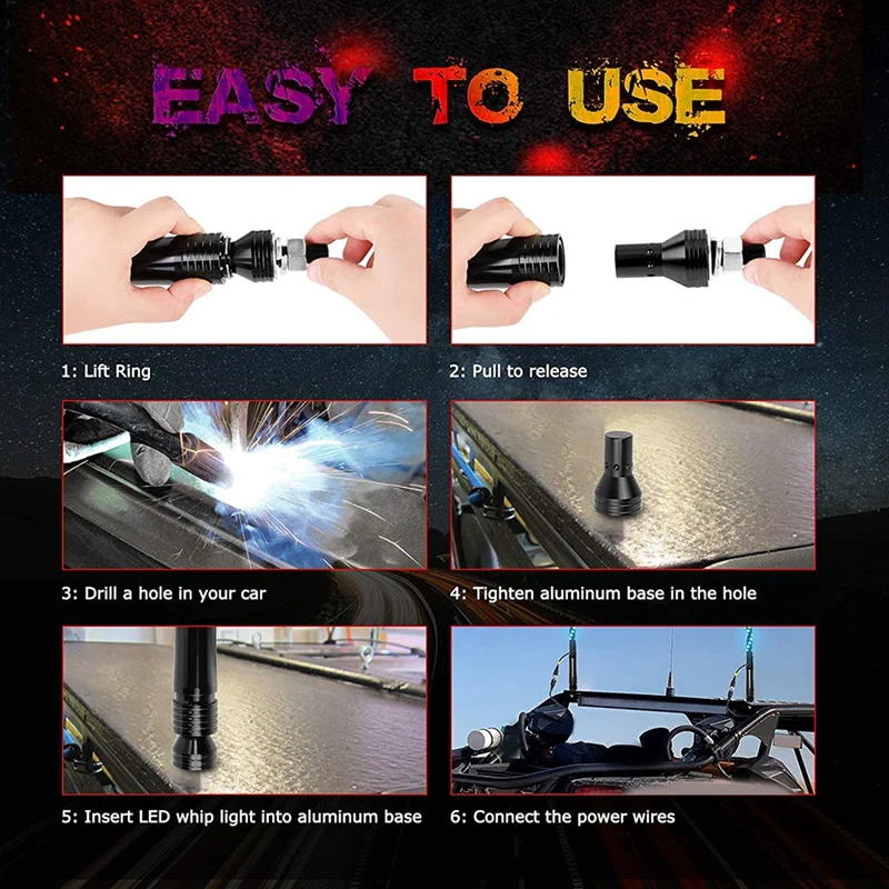 Осветительная спиральная лампа для мотоцикла 12 в 2 фута антенна с флагом