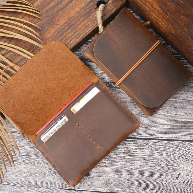 Vintage Leather Passport Holder Document Holder Layer Leather Boarding Card Wallet Men's Card Holder Passport Holder 1 Pcs