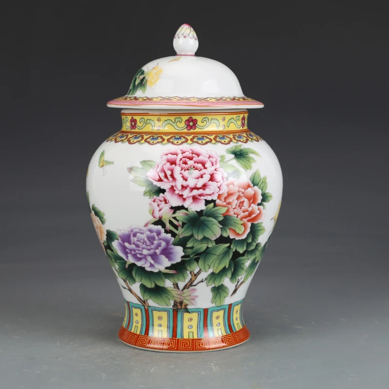 

Qing Qianlong Enamel Color General Tank Painted Gold Peony Pattern Tea Pot Antique Porcelain Collection