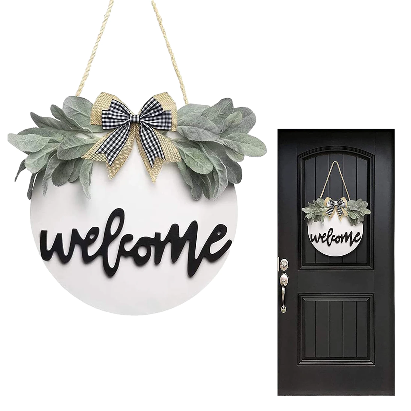 

Farmhouse Welcome Sign Artificial Wreath Welcome Door Sign For Home Office Easter Decoration Spring Decors Garden Ornament