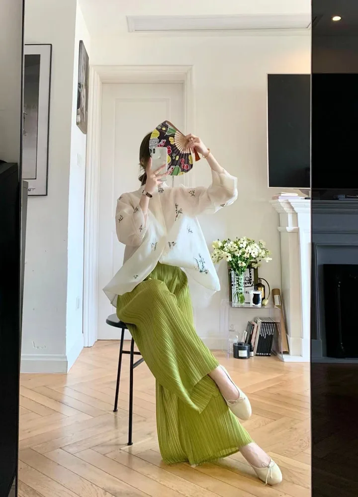 2022 women embroidered silk satin shirt chinese style new chinese shirt elegant loose style