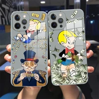 hot cartoon dollar alec monopoly glass phone cover for iphone 11 12 13 pro max x xr xs max 7 8 plus 13mini tempered bumper case
