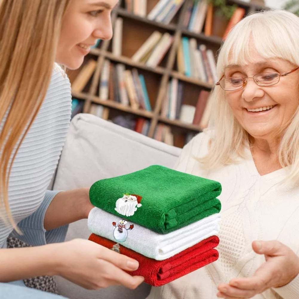 3 шт. рождественские кухонные полотенца из чесаного хлопка