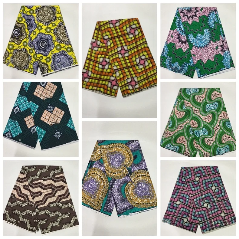

2022 African print Wax Fabric Cotton Material High Quality Print Ankara Wax For Sewing 6yards Women Dress Fabric African Fabric