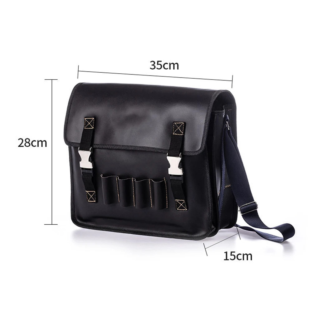 High-grade Large Capacity Pure Leather Toolbox Waterproof Wear-resistant Electrician Multifunctional Shoulder Bag with Pocket