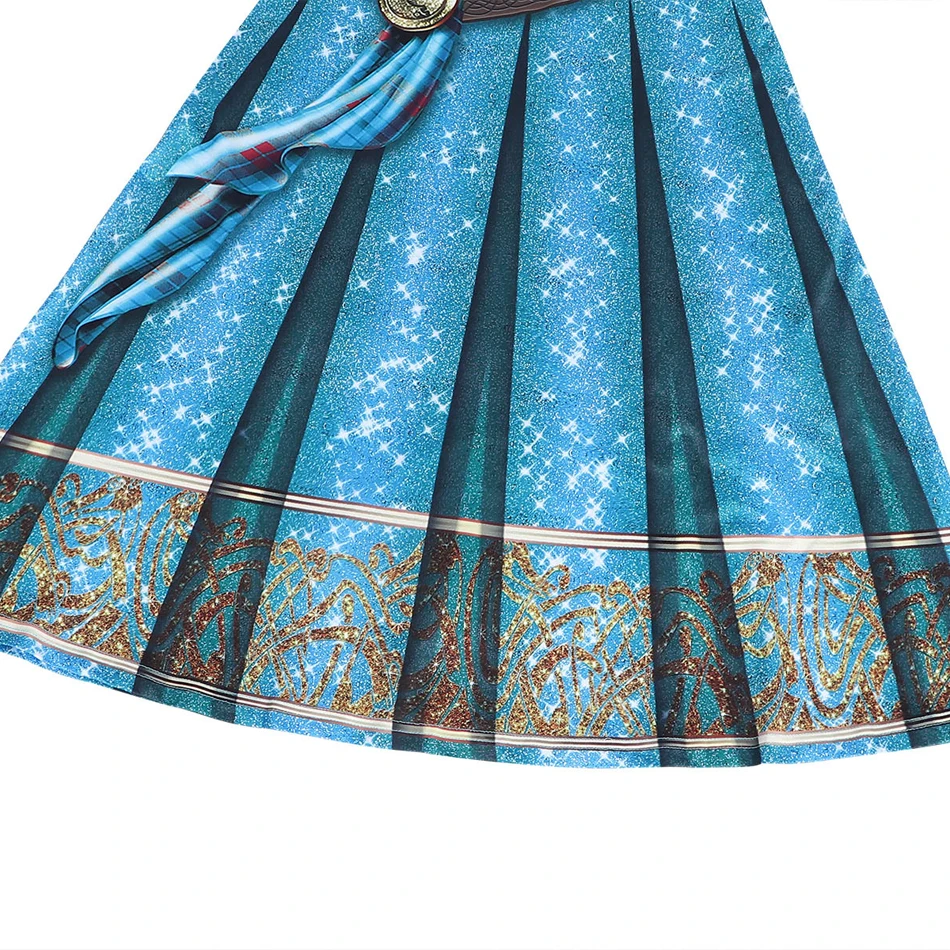 Girls Merida Long Sleeve Costume Kids 3D Print Brave Princess Dress Children Cosplay Halloween Carnival Theme Party Charm Outfit