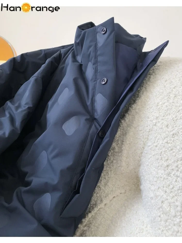 HanOrange 2024 зимняя рубашка с рельефным силуэтом и круглым вырезом парки женская