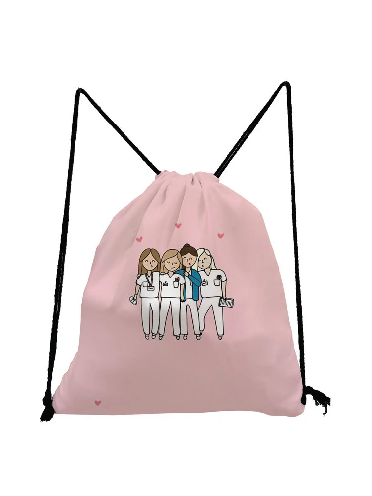 

Сумка на шнурке для медсестры, модный детский рюкзак с мультипликационным рисунком для подростков, сумочка для книг, Подарочная сумка для хранения, дорожные сумки с мягкой спинкой и индивидуальным рисунком