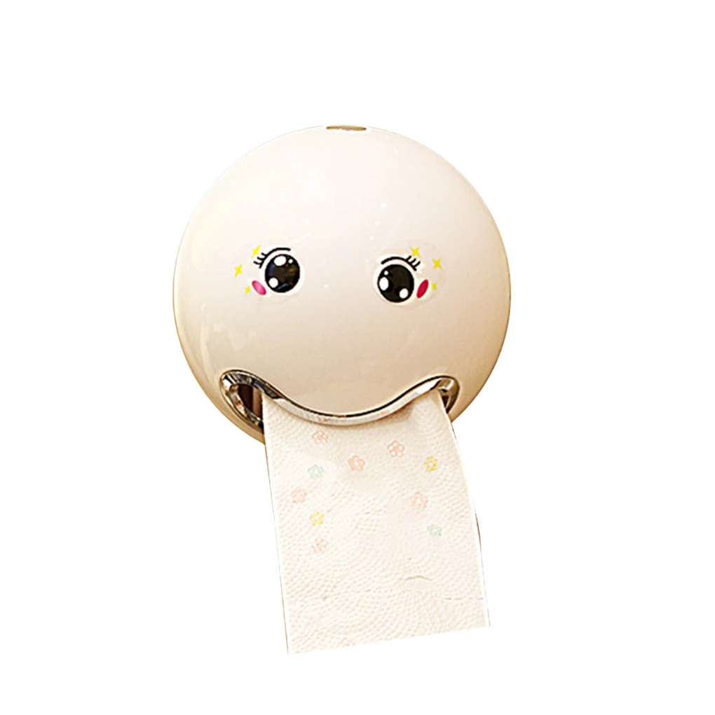 

Tissue Box Roll Paper Holder Ball Shaped Waterproof Smile Face Bathroom Cute Toilet Storage Supplies