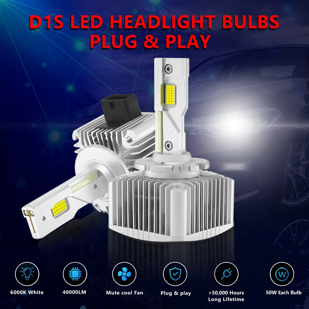 D1S LED Headlight HID Xenon Light D1S D2S D3S D8S D4S D5S LED Canbus Bulbs 6000K 40000LM Car High Low Beam Xenon HID Headlights