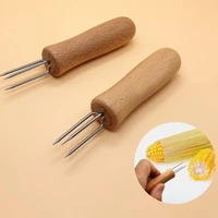 4pcs fork word skewer stainless steel corn holders corn on the cob skewers fruit forks outdoor barbecue tool kitchen bbq tools
