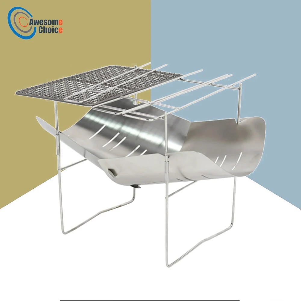 

Folding Barbecue Grill Carbon Oven Portable Wood Stove Bonfire Rack Backyard Barbecue Incinerator Stainless Steel Camping