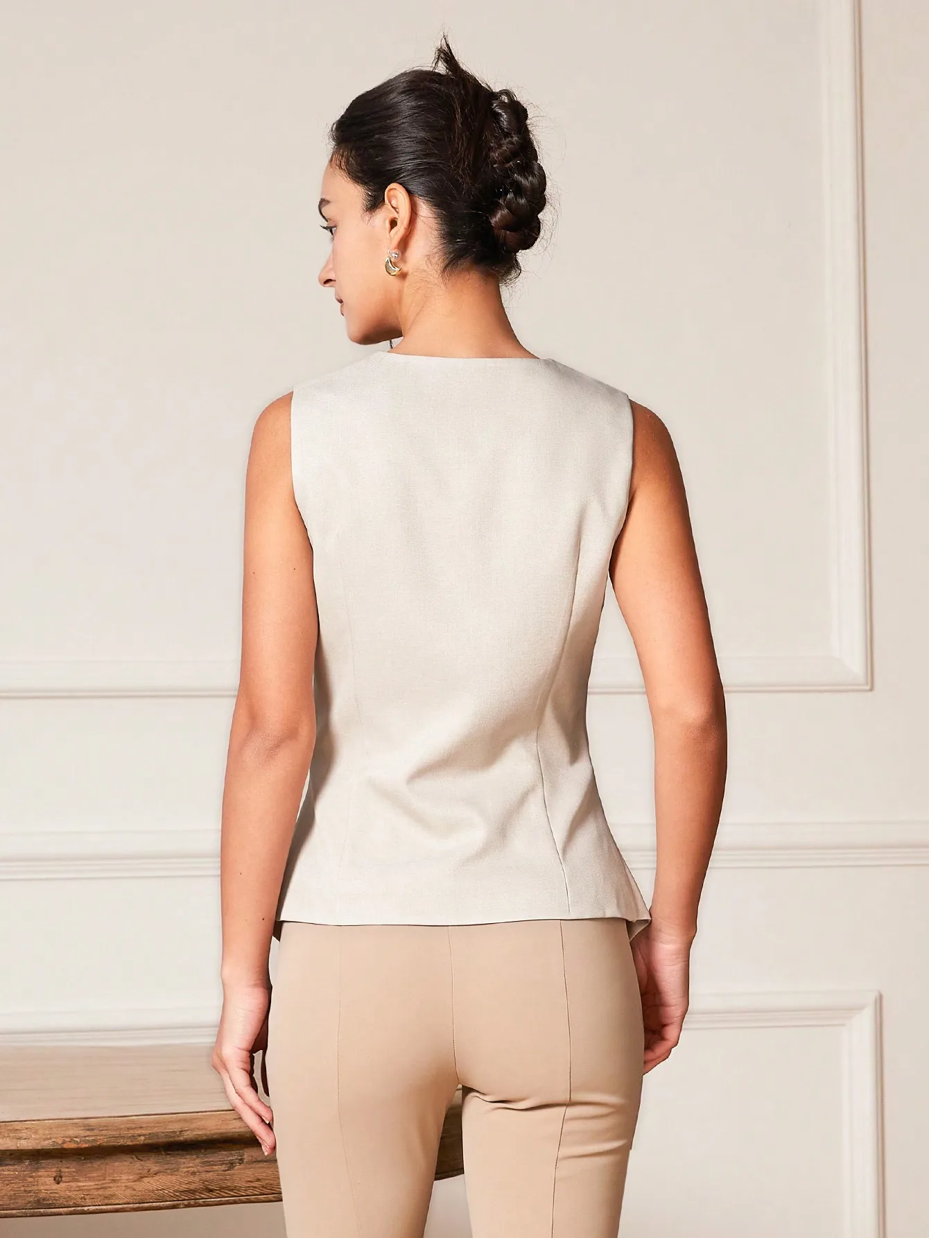 AEL 2024 summer new pleated sleeveless temperament slim fit suit jacket for women