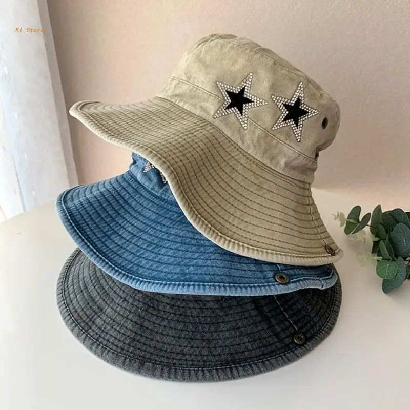 

Панама из денима с широкими полями для взрослых, унисекс