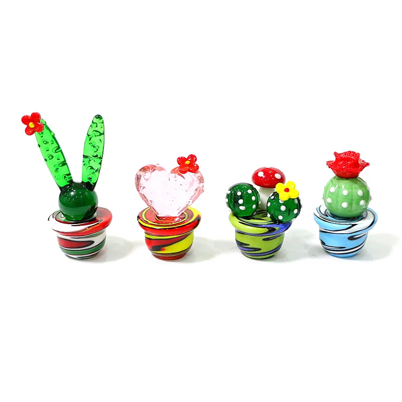 

Handmade Murano Glass Cactus Figurines Craft Ornaments Creative Cute Mini Plant Gifts For Home Living Room Tabletop Bonsai Decor