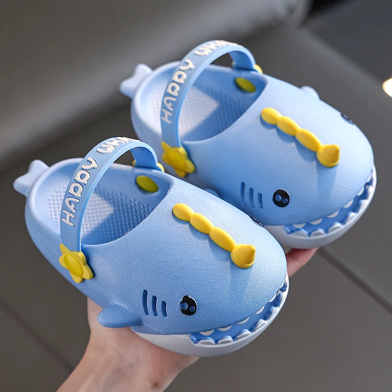 

Summer Children Slippers Unisex Kids Cartoon Shark-shape Beach Shoes Sandals Baby Slippers 1-8Years Baby Shoes for Boys Girls