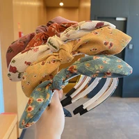 floral printed bowknot headbands cute fabric rabbite ears knot teeth hairbands for women girls hair bands hoops hair accessories
