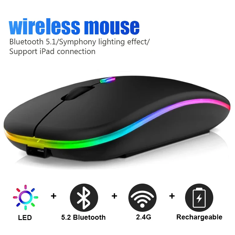 Bluetooth беспроводная мышь для компьютера ноутбука iPad планшета MacBook с RGB подсветкой