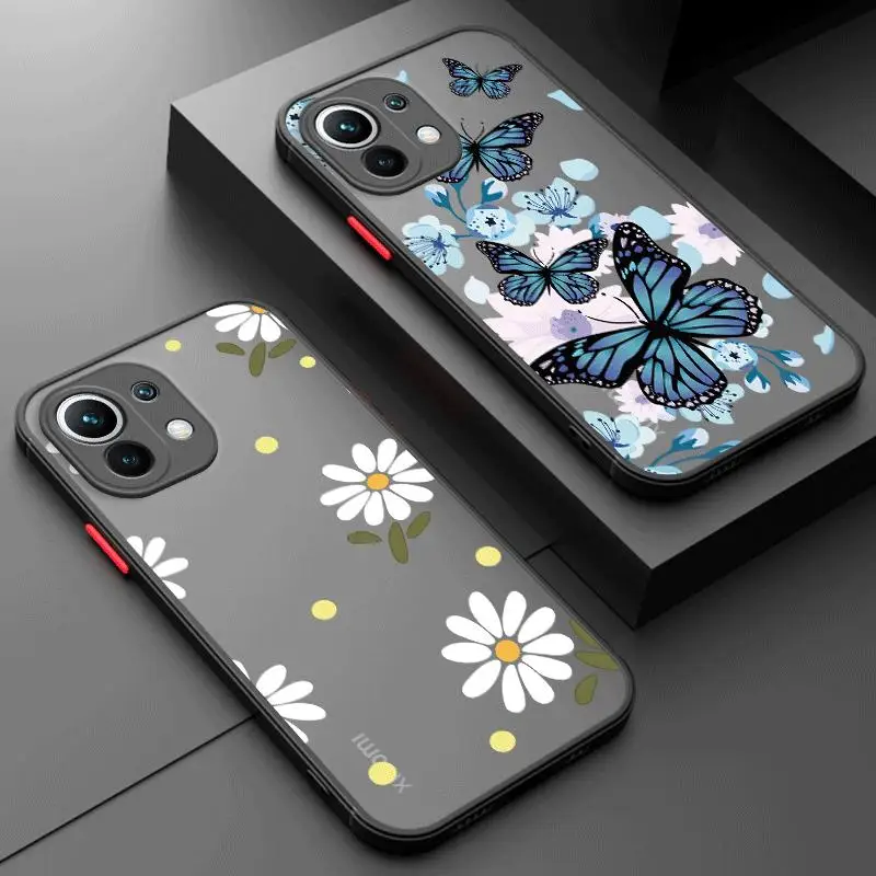 

Fasion Flower Matte Phone Case for POCO X3 X4 NFC X5 Pro for Xiaomi 12 11T 13 11 10T 9T Hard PC Protective Cover Coupe Funda