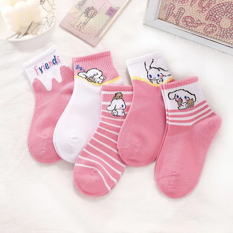 

Милые носки Sanrio из хлопка с героями мультфильмов Hello Kitty средней длины милые студенческие носки детский подарок на день рождения плюшевые иг...